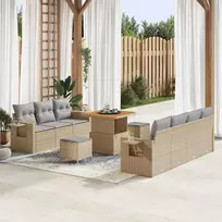 Sodo Sofų Rinkinys 10 pcs smėlio ir šviesiai pilkos spalvos