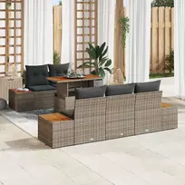 Lauko baldų komplektas Sodo Sofų Rinkinys su saugykla 6 pcs Pilka Poli ratanas