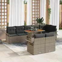Lauko baldų komplektas Sodo Sofų Rinkinys su saugykla 9 pcs Pilka Poli ratanas