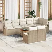 Lauko baldų komplektas Sodo Sofų Rinkinys 9 pcs Bežinė ir kreminė poliratanas