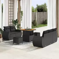Sodo Sofų Rinkinys su pagalve 8 pcs Juoda poliratanas