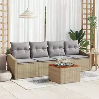 Lauko baldų komplektas Sodo Sofų Rinkinys 5 pcs Bežinė ir šviesiai pilka poliratanas