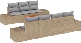 Lauko baldų komplektas Sodo Sofų Rinkinys 8 pcs Bežinė ir šviesiai pilka poliratanas
