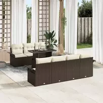Lauko baldų komplektas Sodo Sofų Rinkinys su pagalve 8 pcs Ruda Poli ratanas