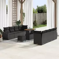 Lauko baldų komplektas Sodo Sofų Rinkinys su saugykla 11 pcs Juoda Poli ratanas