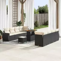 Lauko baldų komplektas Sodo Sofų Rinkinys su saugykla 11 pcs Juoda Poli ratanas