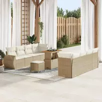Lauko baldų komplektas Sodo Sofų Rinkinys su saugykla 11 pcs Smėlio Poli ratanas