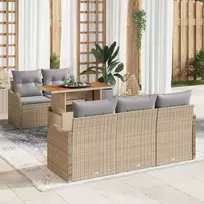 Sodo Sofų Rinkinys su saugykla 6 pcs Smėlio Poli ratanas
