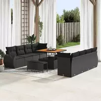 Lauko baldų komplektas Sodo Sofų Rinkinys su saugykla 11 pcs Juoda Poli ratanas