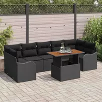 Lauko baldų komplektas Sodo Sofų Rinkinys su saugykla 8 pcs Juoda Poli ratanas