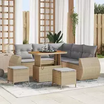 Sodo Sofų Rinkinys 8 pcs smėlio ir šviesiai pilkos spalvos