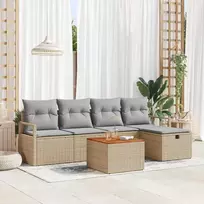Lauko baldų komplektas Sodo Sofų Rinkinys su pagalve 6 pcs Smėlio poliratanas