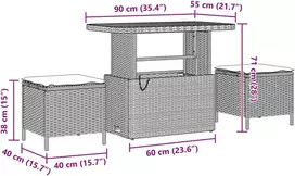 Sodo Sofų Rinkinys su pagalve 10 pcs Juoda ir kreminė