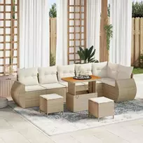 Sodo Sofų Rinkinys 9 pcs Bežinė ir kreminė Poli ratanas