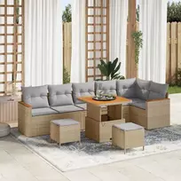 Lauko baldų komplektas Sodo Sofų Rinkinys 9 pcs Smėlio poliratanas