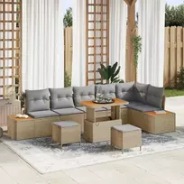 Sodo Sofų Rinkinys su pagalve 9 pcs Smėlio Poli ratanas