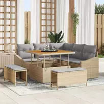 Sodo Sofų Rinkinys su pagalve 8 pcs Smėlio Poli ratanas