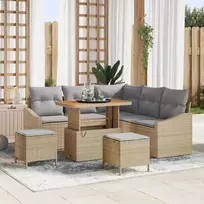 Sodo Sofų Rinkinys su pagalve 8 pcs Smėlio Poli ratanas