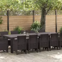 Lauko baldų komplektas Sodo valgomojo komplektas 13 pcs Ruda ir Taupe Poli ratanas