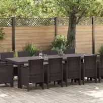 Lauko baldų komplektas Sodo valgomojo komplektas 13 pcs Ruda ir Šviesiai pilka