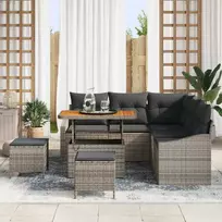 Sodo Sofų Rinkinys su pagalve 8 pcs Pilka Poli ratanas