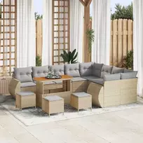 Sodo Sofų Rinkinys 13 pcs Bežinė ir šviesiai pilka Poli ratanas