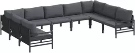 Sodo Sofų Rinkinys su pagalve 9 pcs Juoda Plienas