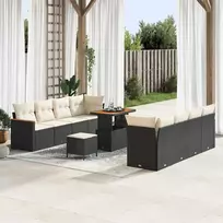 Sodo Sofų Rinkinys su pagalve 12 pcs Juoda poliratanas