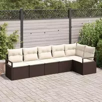 Sodo Sofų Rinkinys su pagalve 6 pcs Ruda ir balta poliratanas