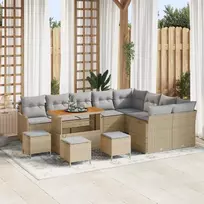 Lauko baldų komplektas Sodo Sofų Rinkinys su pagalve 13 pcs Smėlio poliratanas