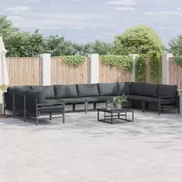 Sodo Sofų Rinkinys su pagalve 11 pcs Juoda Plienas