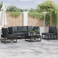 Sodo Sofų Rinkinys su pagalve 5 pcs Juoda Aliuminis