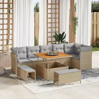 Sodo Sofų Rinkinys 9 pcs smėlio ir šviesiai pilkos spalvos
