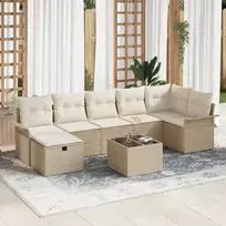 Lauko baldų komplektas Sodo Sofų Rinkinys su pagalve 8 pcs Smėlio Poli ratanas