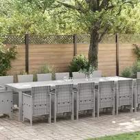 Lauko baldų komplektas Sodo valgomojo komplektas 15 pcs Šviesiai pilka Polt ratanas