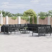 Sodo Sofų Rinkinys su pagalve 13 pcs Juoda Plienas