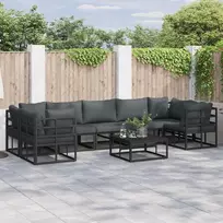 Sodo Sofų Rinkinys su pagalve 7 pcs Juoda Aliuminis