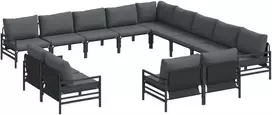 Sodo Sofų Rinkinys su pagalve 13 pcs Juoda Plienas