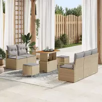 Lauko baldų komplektas Sodo Sofų Rinkinys su pagalve 8 pcs Smėlio poliratanas