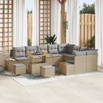 Sodo Sofų Rinkinys su pagalve 12 pcs Smėlio Poli ratanas
