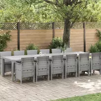 Lauko baldų komplektas Sodo valgomojo komplektas 13 pcs Šviesiai pilka Polt ratanas