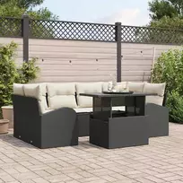 Sodo Sofų Rinkinys su pagalve 7 pcs Juoda Poli ratanas