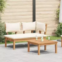 Lauko baldų komplektas Sodo suolo ir stalo komplektas 2 pcs Kremas ir rudas