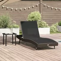 Saulės gultas 2 pcs Juoda ir Ruda poliratanas
