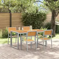 Lauko baldų komplektas Sodo valgomojo komplektas 5 pcs Pilka Kietos akacijos mediena