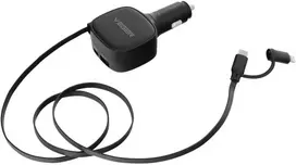Car charger VEGER USB C + kabelis USB C / Lightning QC PD 84W CC89 juodas