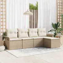 Lauko baldų komplektas Sodo Sofų Rinkinys su pagalve 5 pcs Smėlio poliratanas