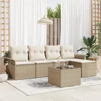 Lauko baldų komplektas Sodo Sofų Rinkinys su pagalve 6 pcs Smėlio poliratanas