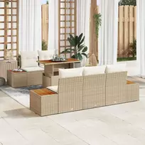 Lauko baldų komplektas Sodo Sofų Rinkinys su saugykla 6 pcs Smėlio Poli ratanas