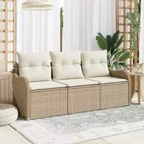 Lauko baldų komplektas Sodo Sofų Rinkinys su saugykla 3 pcs Smėlio Poli ratanas